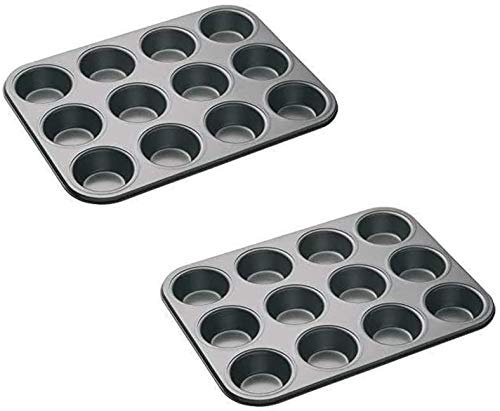 12 Hole Non Stick Cupcake Tray Muffin Pan Baking Moulds Hole Cup (Pack of 1,2,4) (2)