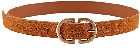 PIECES Damen Pcjuva Suede Jeans Belt Noos, Cognac/Detail:w Brushed Gold Buckle, 75