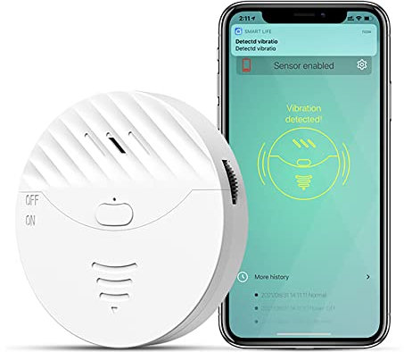 WiFi Door Window Alarm: Smart Window Alarm,Vibration Sensors with 130dB Alarm and Free App Alerts, Compatible with Alexa Google Home, Glass Break Security Alarm Sensor for Kids Garage Office