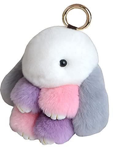 TangDao Plüsch Hase Schlüsselanhänger Süße Flaumige Anhänger Für Auto Handtasche Taschen (Rosa Lila)