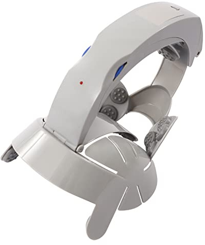 Elektrisches Kopfmassagegerät,Dreidimensionaler Massagekopf Helm,für Scalp Relax Akupunktur Punkte Vibration,Grau