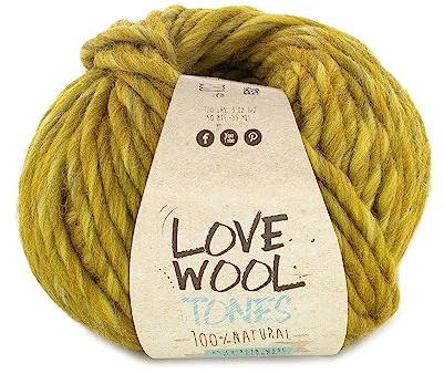 Katia Love Wool Tones | dicke Wolle ocker senf gelb, Dochtgarn Schurwolle und Alpaka zum Stricken und Häkeln | 100g 50m (202)