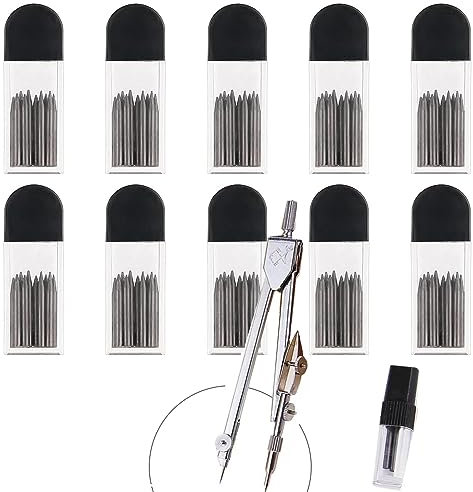 Zirkel mit 100 Stück 2B Zirkelersatzminen Zirkel Ersatzminen, Zirkelminen 2mm Durchmesser, Zirkel Ersatzminen 2cm Lang Minen für mathematische Zeichnungserstellung