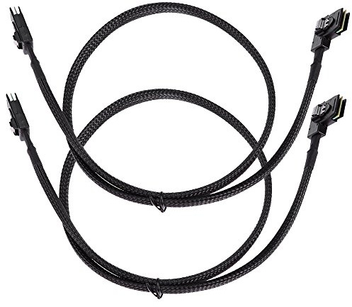 Saihisday Internal Mini SAS Cable, Mini SAS SFF-8087 to Right Angle SFF-8087 Cord, 90 Degree Right Angle SAS-A SAS-B SATA Cable Replacement for DELL POWEREDGE R310 R710 H700(2PCS)