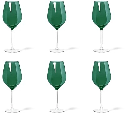 Excelsa Color Wine Set 6 Calici Verde Scuro, Vetro, Capacità 500 Ml.
