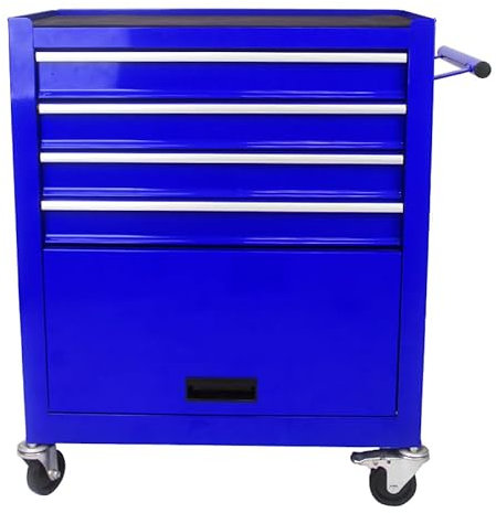 BouPower Rolling Tool Chest, 4-Drawer Rolling Tool Box with Interlock System and Wheels for Garage, Warehouse, Workshop, Repair Shop Blue