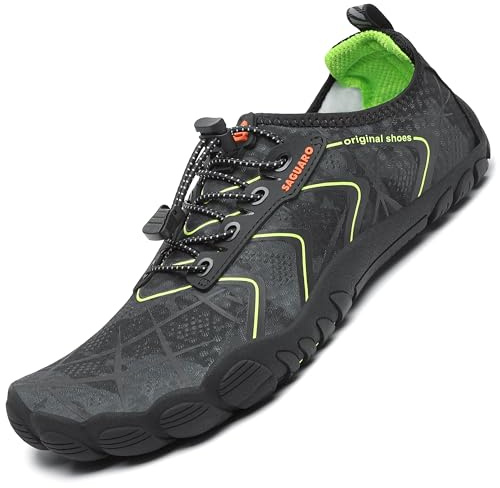 SAGUARO Sommer Unisex Badeschuhe Herren Schnell Trocknend Fitnessschuhe Damen Barfussschuhe Dicke Sohle Dunkelgrün Gr.43