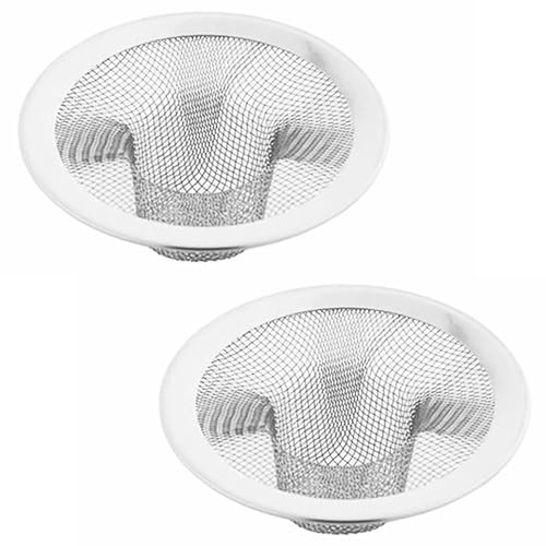 Lot de 2 filtres d'évier de cuisine, 7 cm/2,8 pouces, en acier inoxydable, filtre attrape-cheveux en maille, protecteur de drain de salle de bain pour baignoire et douche (taille moyenne)