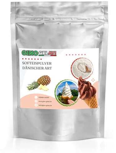 Gino Gelati Dänisches Softeis Pulver, fruchtiger Geschmack, verschiedene Geschmacksvarianten, schnell und einfach Zubereitet, Made in Germany, Eis selber machen (1 Kg, Ananas)