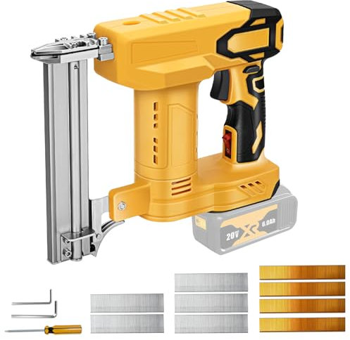 Akku Tacker Nagelpistole Kompatibel mit Dewalt 20V Akku, 100W Elektro Tacker Elektrotacker für Holz mit 500 Nägel und 500 Tackerklammer