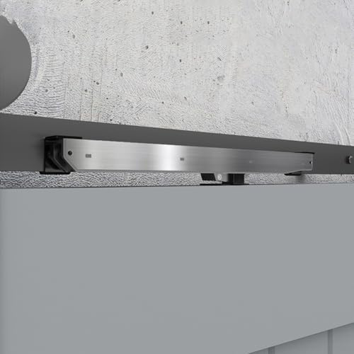 Meccanismo di chiusura ammortizzata per porta scorrevole del fienile, argento, 2 pezzi, chiusura liscia e controllata
