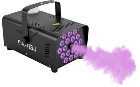 Nebelmaschine, 500W Rauchmaschine, 13 Farbigen, RGB|Farbverlauf|Schimmernd|Glättend Effekt, Tragbar Fog Machine mit 18 Led Licht und Fernbedienung für Festspiele Party Bühnenauftritte
