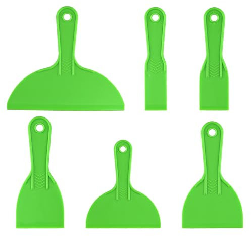 6 Pcs Plastic Putty Scrapers Set, Putty Filler Paint Scrapers Tools for Spackling, Patching, Decals, Wallpaper, Remover Sticker, Car Painting (Green)
