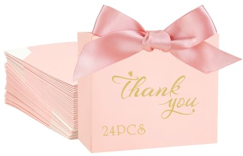 24 Stück Geschenktüte mit Schleifen, Klein Papiertüten mit Rosa Seidenband, Geschenktüte Papier, Weihnachtstüten für Partys Hochzeiten Brautjungferntüten 1.5x4.5x10cm