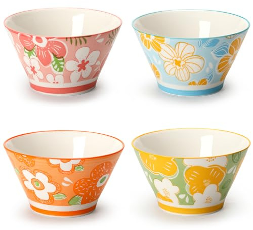 TuYines Cereal Bowls Set of 4,Ceramic Bowls, 4.75 Inch Small Bowls,Breakfast Bowl for Ice Cream, Rice, Soup, Dessert, Microwave and Dishwasher