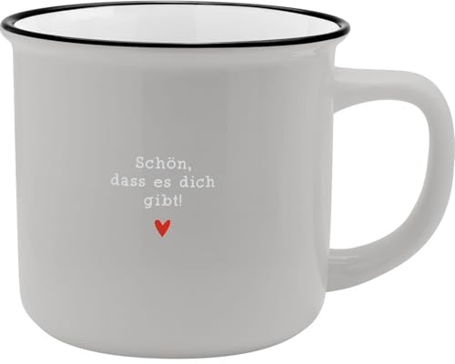 XL-Becher in Emailleoptik mit Motivdruck Schön, dass es dich gibt