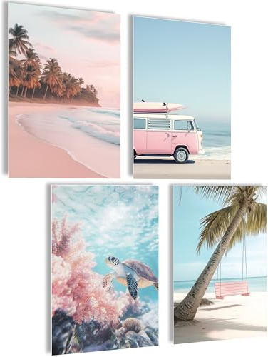Mojoliving Deko Maritime Bilder Set - Strand Muschel Ostsee Düne Beige Meer Dekoration