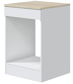 Mobelcenter, Mueble Bajo de Cocina para Horno y Placa de Cocina, Acabado Color Blanco Brillo y Roble Canadian, Medidas: Ancho: 60 cm x Fondo: 60 cm x Alto: 90 cm (1533)