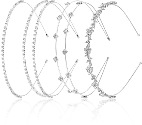 4 Stück Hochzeit Braut Haarreifen Einfachheit Kristall Silber Glitzer Haarreif Elegant Hochzeit Tiara Krone Haarschmuck Für Frauen Mädchen Brautjungfern Braut Proms Parteien Zubehör