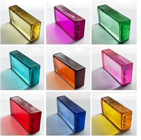 Clear Wave Craft Glass Block, Glass Block Brick Tiles Clear 7.8x3.9x1.9in Pack Of 9 For Office House Partitions