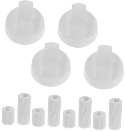 WEKADRIN Lot de 4 Boutons de Commande Blanc pour Cuisinière et Four avec 12 Adaptateurs Polyvalents en Plastique, Facile à Utiliser, Cuisson en Hôtel Domicile