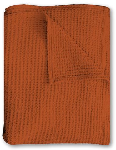 Sleezzz Coperta a nido d'ape, in cotone, 140 x 200 cm, naturale, leggera, traspirante