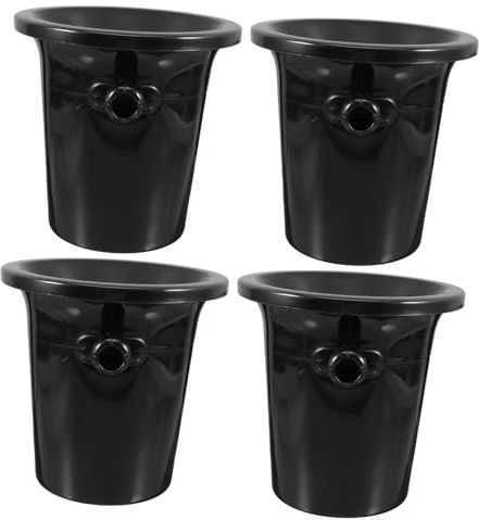 OHPHCALL 4Pcs Black Plastic Western Style Wine Tasting Spittoons with Double Ears and Shape, Preventing Wine Spattering and Guiding into Buckets, for Bars and Specialty Shops