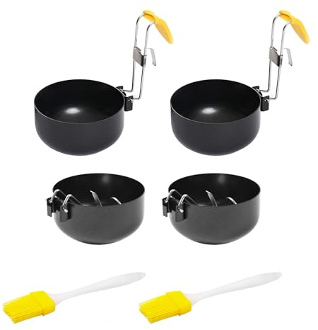 4 Piece Foldable Nonstick Poached Eggs Maker Cup With Heatproof Design And Hanging Hook Poacher For Safe Kitchen Use Heatproof Handle Bolied Eggs Poacher