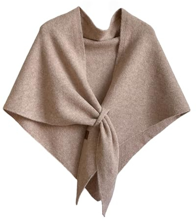 LIUYUYOUGO Poncho Femme Châle Triangle Pour Femme Élégant Et Doux En Faux Cachemire Noué Sur Le Devant Tricoté Chaud Pour L'Hiver Poncho Cardigan Pour Robe De Soirée Noël Mariage Kaki