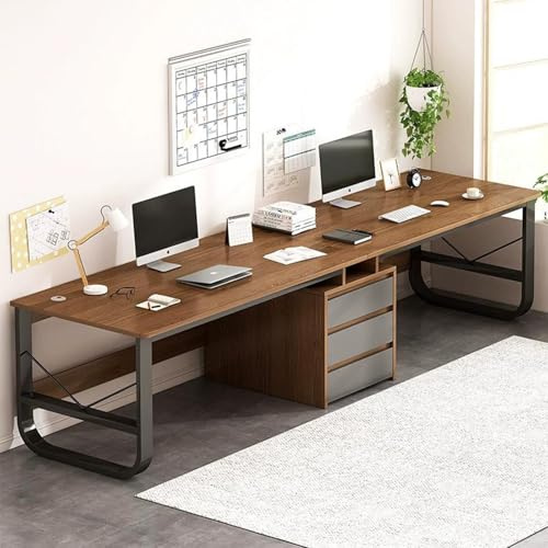 SJDUYD Escritorio Doble Grande de 200/240 cm, Escritorio para Juegos de computadora con cajones, Mesa de Estudio para Estaciones de Trabajo en casa y Oficina B,200 * 50 * 73CM