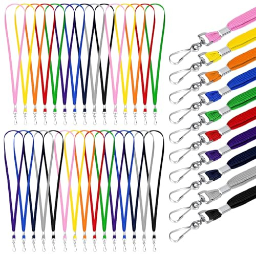Diyxisk Portatarjetas Lanyard, 30 Piezas Colorido Landyard, Portatarjetas Colgante Lanyards, para Colgar Llaves, Tarjetas de Identificación de Empleados y Tarjetas de Acceso (8 Colores)