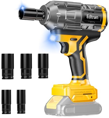 Cordless Impact Wrench 1/2 For Dewalt 20V Battery,1500Nm/1106FT-LBS Brushless Impact Driver,4-Speed Impact Drill Gun Tool 2100 RPM High Torque With 5 Sockets for Automotive/Motorcycle Repair