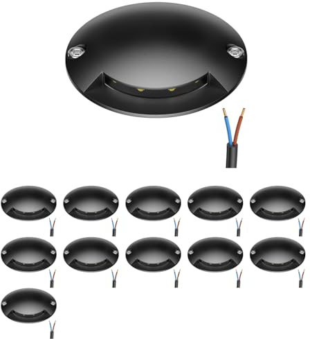 ledscom.de 12x LED Bodenleuchte, Wegmarkierung RUNDA für außen, IP67, anthrazit, rund, 70mm Ø, warmweiß