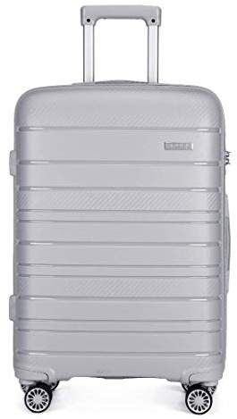 Kono Valise Trolley Cabine 55cm Bagage à Main Rigide en Polypropylène Ultra Léger à 4 roulettes avec Serrure TSA Intégré 40L (Gris)