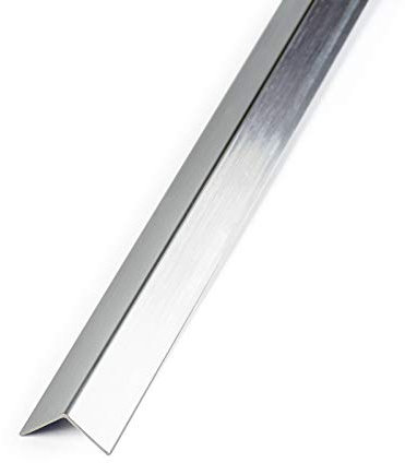 DQ-PP Profilé d'angle | 17 x 5 mm | 20 m (10 x 2 m) | Couleur : aluminium brossé | Matériau : PVC | Barre d'angle en plastique | Protection des bords extérieurs | Profilé d'angle en L
