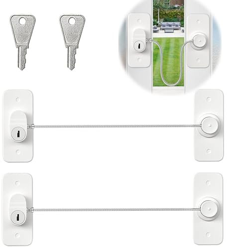 Oruiiju Lot de 2 verrous de sécurité pour armoires et fenêtres pour enfants, avec adhésif puissant ou fixation par vis,convient aux fenêtres et réfrigérateur Armoire Tiroir Laveuse Placard etc