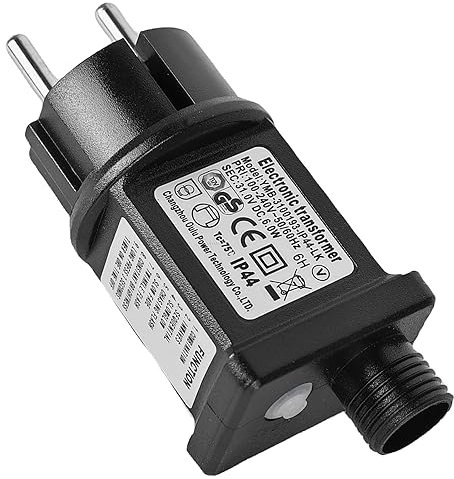 Fuente de alimentación LED de 31 V, cable de luz, adaptador con temporizador y 8 modos, fuente de alimentación de transformador, transformador LED estándar GS IP44 para luz de Navidad, luz de Navidad,