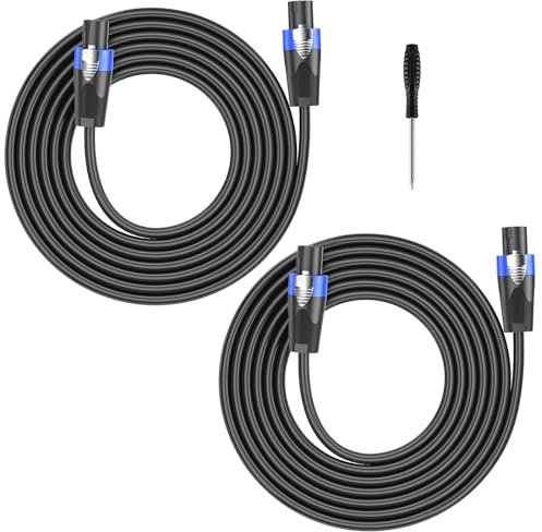 GCTBL 5M 2Pack Cavi Speakon a Speakon Cavo per Casse audio professionale da 12 Gauge Cavo per altoparlanti amplificatore DJ/PA con Twist Lock