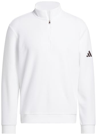 adidas Men's MENS ULTIMATE365 TERRY CLOTH QUARTER ZIP PULLOVER, white, S