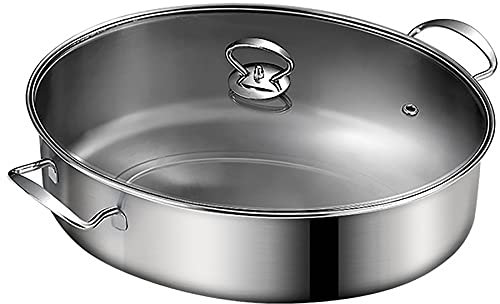 GLJTUO Dampf-Fischtopf/Suppentopf, 410 Edelstahl, Dampffisch-Artefakt, Haushalt, Oval, Extra Groß, Dampfgarer, Dampfgarer, 39 cm
