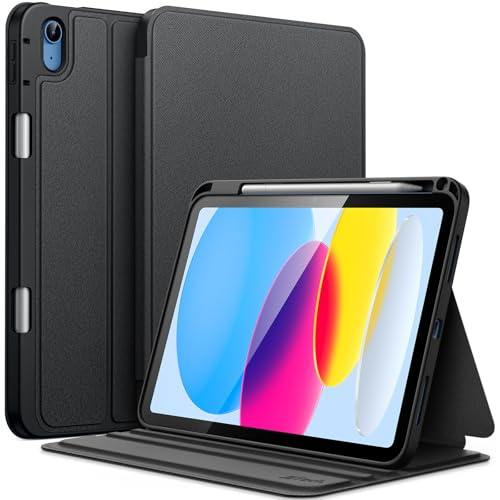 JETech Hülle für iPad (A16) 11./10. Gen, Schwarz | Für 2025/2022 Modell, Mehrwinkelständer, Stifthalter, Schlanke Schutzhülle, Auto Schlafen/Wachen