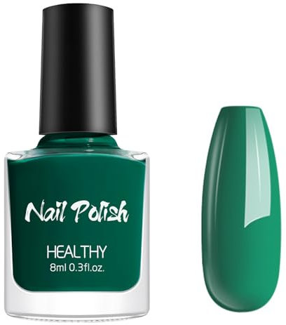 RUICHING Green Nail Polish, Dark Green Nail Varnish, Matte Quick Dry Long Lasting No UV Needed Nail Varnish, French Manicure Nail Art Manicure for Women DIY Nail Art