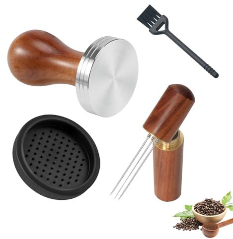 CLKE Coffee Tamper 51mm, Wdt Tool with 6 Stainless Steel Needles, for Espresso Machine, 51mm Tamper Mat, Coffee Accessories for Barista & Home, Office