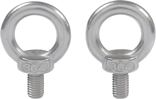BULINO Anello di Sollevamento Bullone a Occhiello M10 Bulloni a Occhiello Hardware Dado a Occhiello Filettatura Maschio Acciaio Inossidabile 304 for Appendere, Confezione da 2, M10×18mm(M10x30mm)