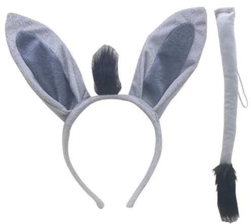 Pesoncarl åsnostym, 2 st set, bedårande hudvänliga halloweenkostymer med pannband, justerbar gör-det-själv-svans, sömbindande djurkostymer för halloweenfest cosplay, leksaker