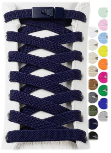 Stepace 2 paia di lacci elastici per scarpe da ginnastica, senza lacci, per adulti e bambini, larghezza 8 mm, taglia unica, blu navy, 47”inch(120cm)