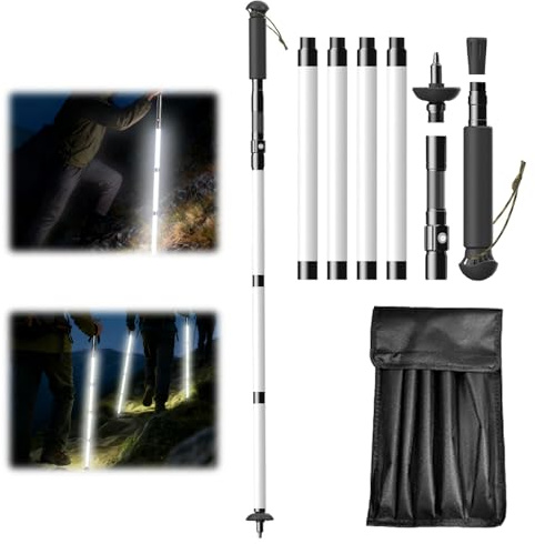 LUKIUP Wanderstöcke Zusammenklappbar Beleuchtete LED, 136cm Nordic Walking Stöcke Transparenten Komponenten aus Robustem PC-Material und Sind Bruchsicher für Outdoor Wandern Camping