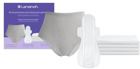 Lansinoh Moderskap essentials skydd för postpartumläckage | Komplett kit efter förlossningen, viktiga skydd och tillbehör, trosor + handdukar + lakan, komfort och hygien,