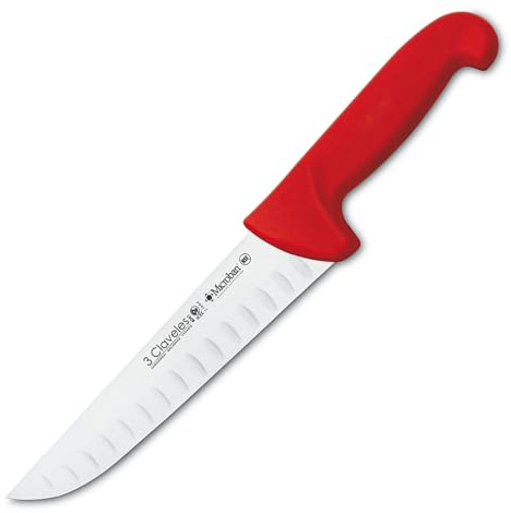 3 Claveles Cuchillo Carnicero Alveolado Proflex, Acero Inoxidable, Rojo, 20 cm-8