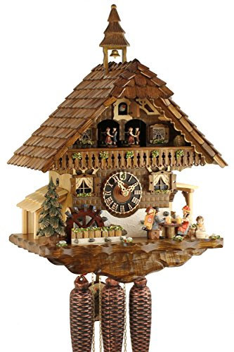 Kuckucksuhr Original Schwarzwälder Kuckuckuhr Echtholz mechanisches 8-Tage Laufwerk Musik NEU VDs Zertifikat Hönes -Schwarzwaldhof 50cm- 86216T
